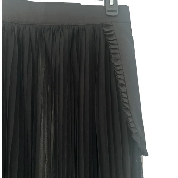 Black Double-Breasted Women's BLAZER Dress/sheer pleated midi Skirt size L NWT - Picture 8 of 16